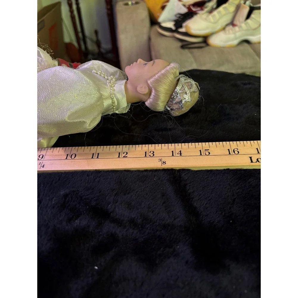 Vintage Porcelain Ballerina Doll with Nutcracker 16 inch Holiday Decor Cream Lac